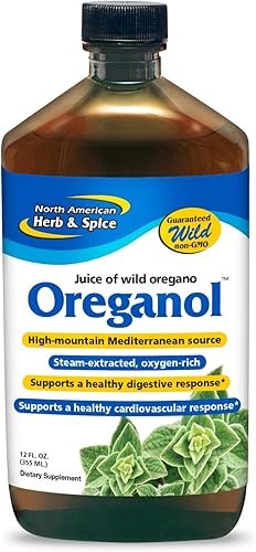 NORTH AMERICAN HERB & SPICE Jugo de oréganol P73, 12 onzas líquidas, paquete de 5, aceite de orégano silvestre, salud cardíaca y digestiva, soporte