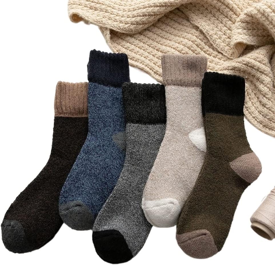 5 Pairs Of Autumn and Winter Men's Parallel Sleep Socks Thickened Warm Wool Men