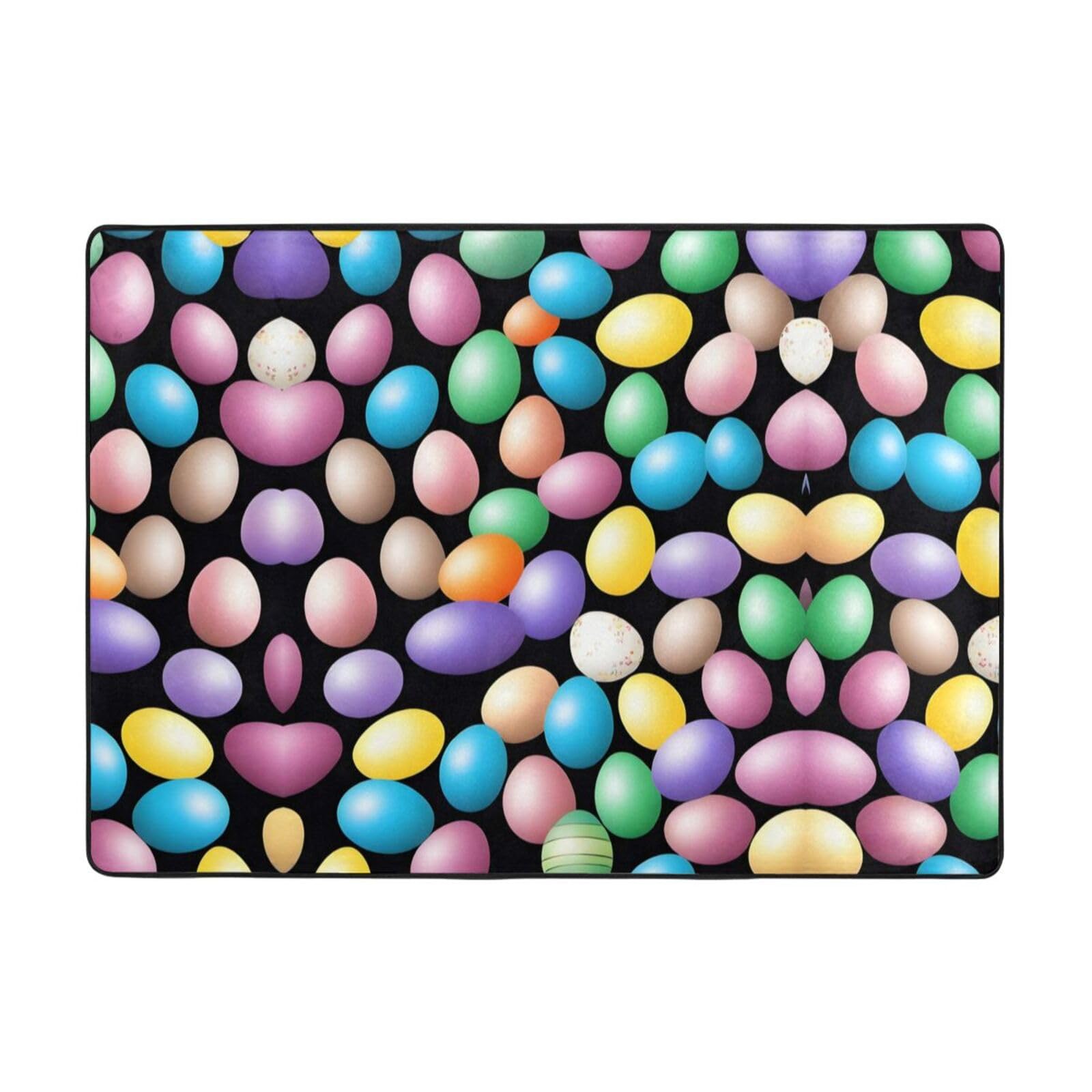Alfombra con estampado de huevos de Pascua, 80 x 58 pulgadas, alfombra suave y esponjosa para sala de estar, oficina, balcón, decoración moderna del hogar
