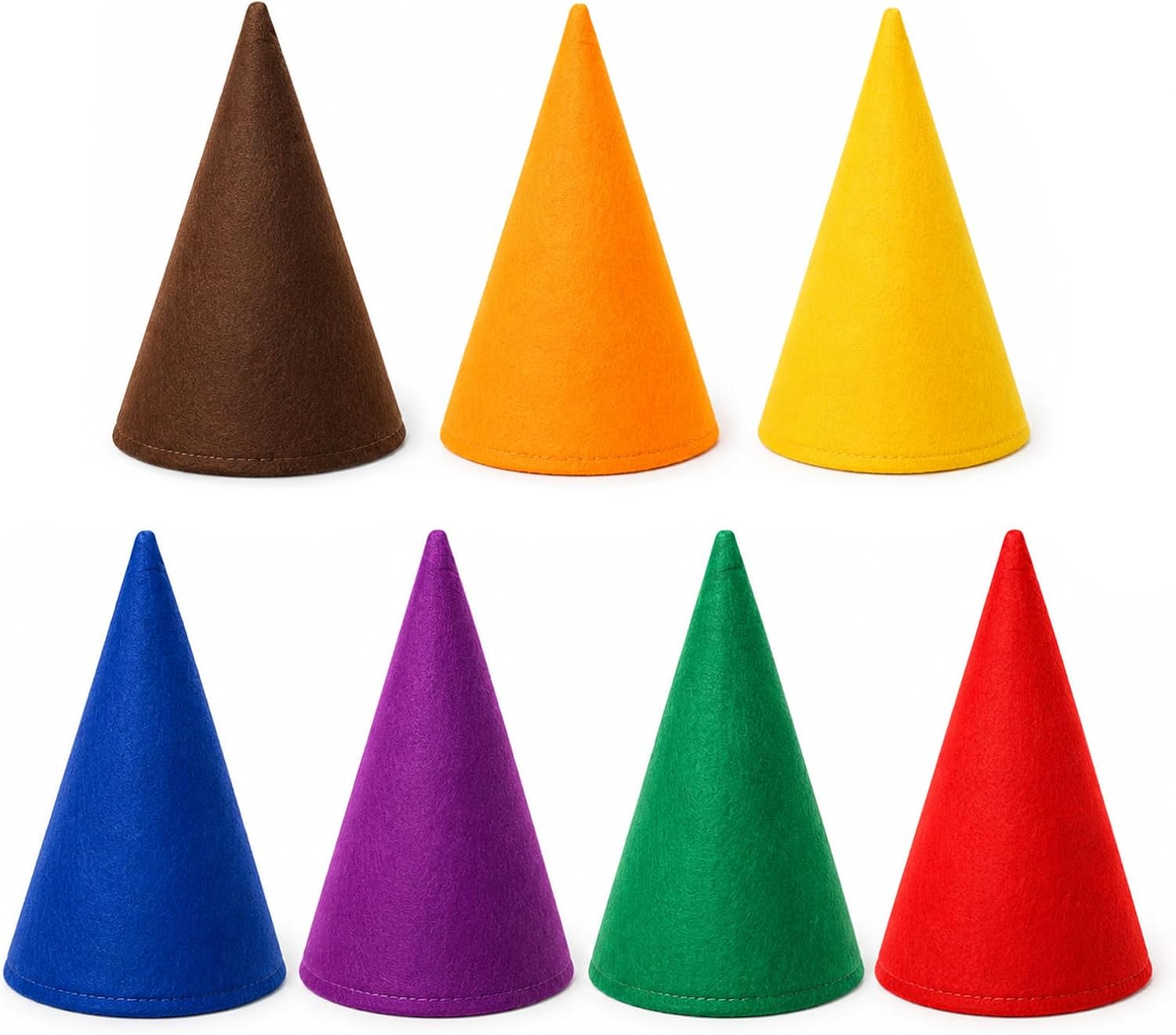 Christmas Gnome Hats 7 Colors Cone Hat Elf Hats for Adult Halloween Christmas Party Supplies, Felt Dwarf Gnome Hat Set for Unisex Teens