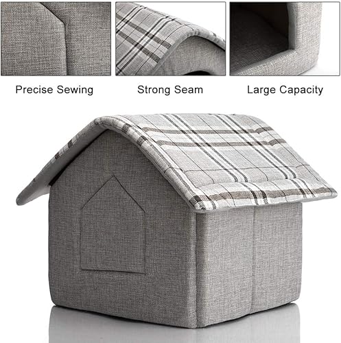 Miniatura 5 de Hollypet Cozy Pet Bed House Warm Cuave Dormir Nido de cachorro para gatos y perros pequeños gris claro