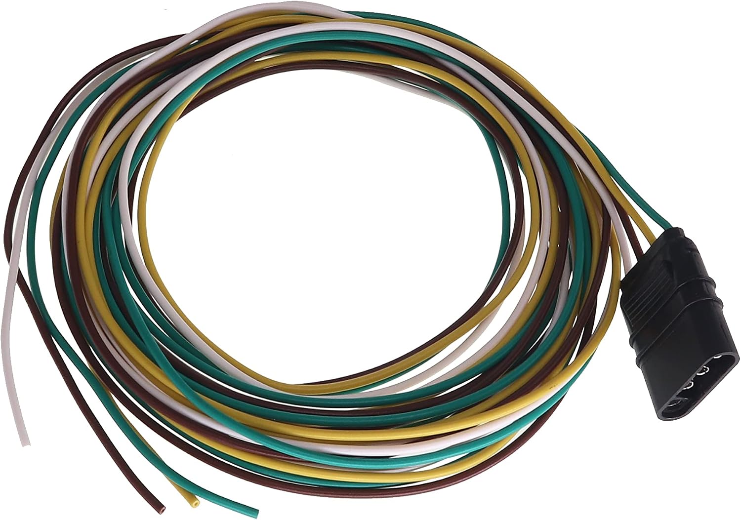 NEW SUN®10' Ft Length 4 Wire Trailer Light Wiring Harness Extension with 18 Gauge White Ground Wire for Utility Boat Trailer Lights