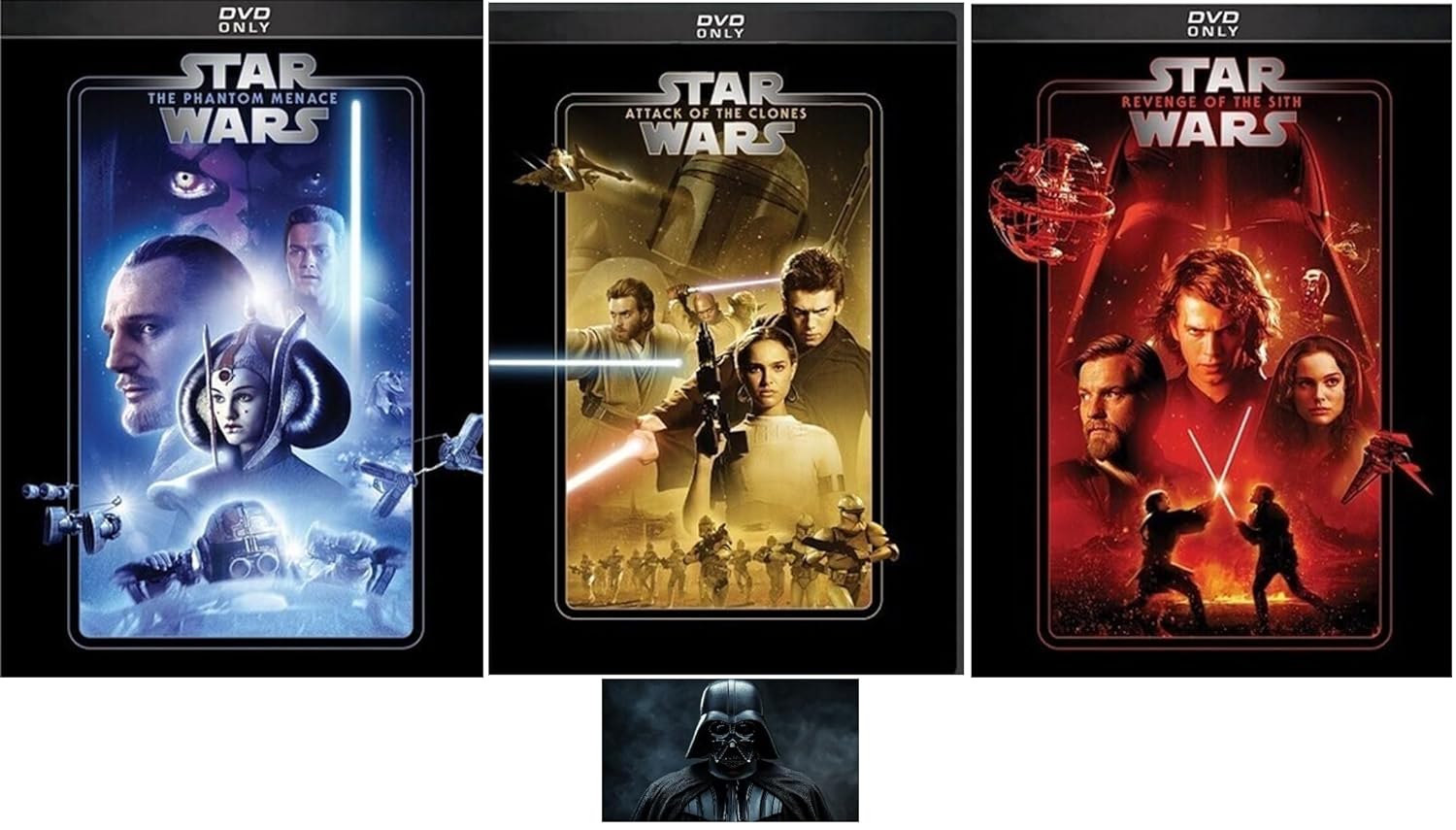 Disney's STAR WARS EPISODES 1 One 2 Two 3 Three 3 DVD Movie Set Includes Darth Vader Decal New