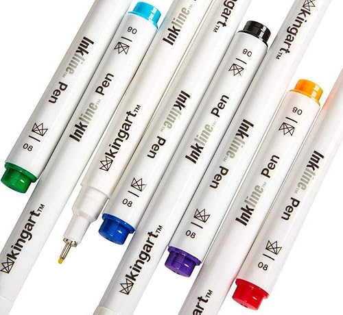 Miniatura 11 de KINGART PRO Inkline - Bolígrafo gráfico de precisión y microlínea, 8 colores, tamaño 08 (0.024 in), tinta japonesa impermeable para arte,