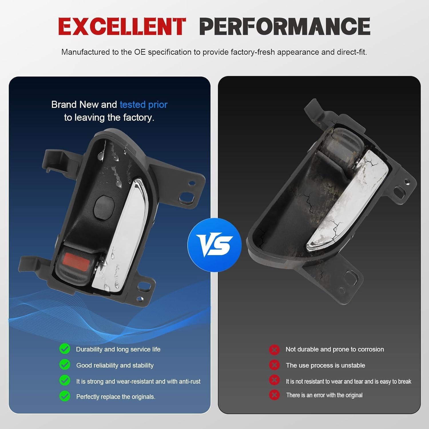 Front Rear Interior Door Handle for Forester 2014-18, Crosstrek 2013-17, Impreza 2012-16, WRX sti 2015-21, Replace SU003-04769 61051FJ021VH 61051FJ031VH, Driver & Passenger Side Inside Handle