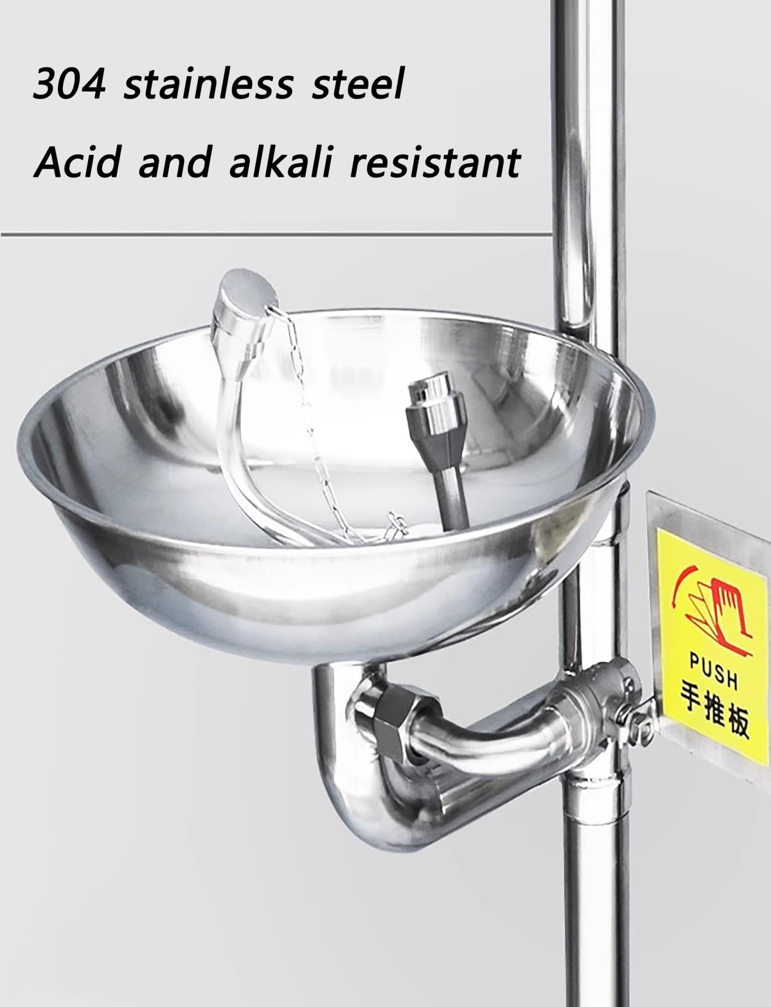 Estación de Lavado de Ojos de Emergencia, lavaojos de Acero Inoxidable 304 con Pedal ampliado, lavaojos y Ducha de Emergencia Integrados y Seguros (Plateado)