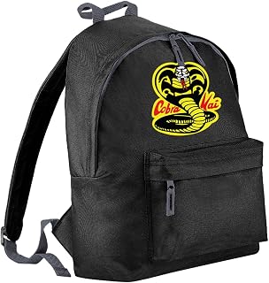 SmartyPants Cobra Kai Rucksack, personalisierbar, Schwarz – Kampfsport, Komödie Karate, Kung Fu, TV-Show, Film, Kino, Kino, Kino, Kind, Teenager, Schule, Geschenk