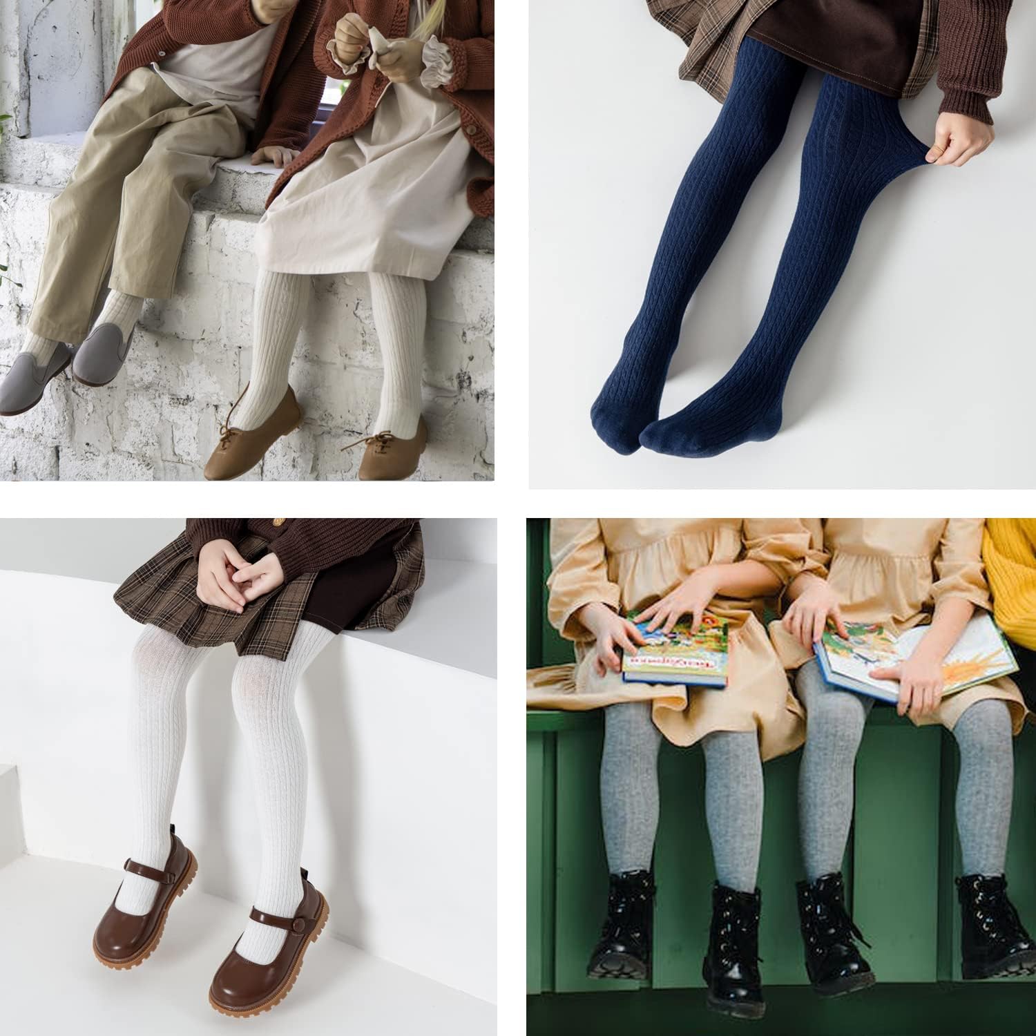 Marchare Baby Girls Tights Cable Knit Solid Leggings Winter Warm Stockings For Toddler Girls 2/3 Pack 2-10 Years - Image 7