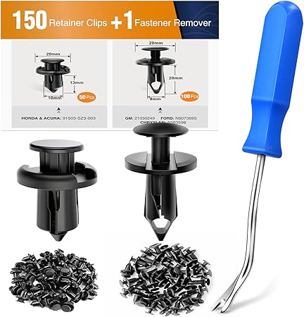 Amazon Gooacc プッシュタイプ バンパーファスナー リベットクリップ 150個 2サイズ ユニバーサルオートクリップ ファスナー バンパーフェンダークリップ用 交換用留め具 ファスナー取り外しツール付属 クリップ150個 車 バイク 車 バイク