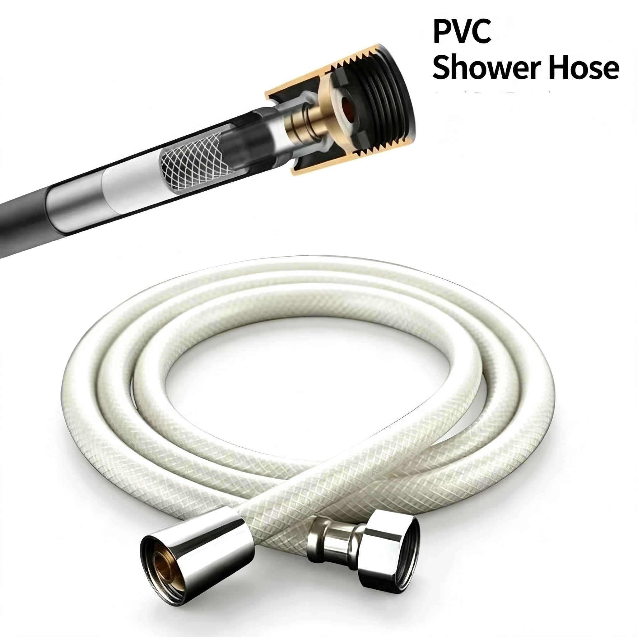Tubo flessibile per doccia, G1/2, universale, in PVC, 1,5-10 m (10 m)