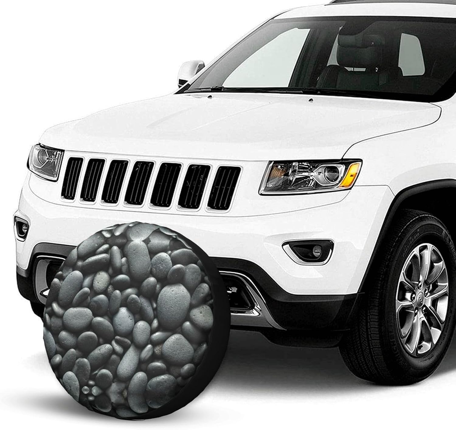 Many Black Pebbles Print Tire Cover Universal Spare Wheel for Trailer Rv SUV Truck Camper Travel Accessories