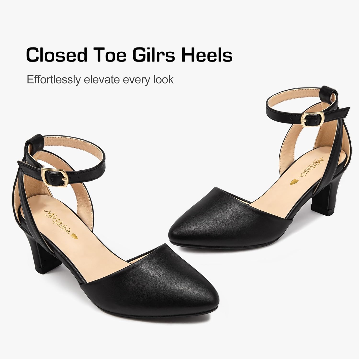 Girls Dress Shoes Girls High Heel Sparkly Flower Girl Shoes Closed Toe Ankle Strap Princess Girl Pump for Little Big Kids Formal Wedding Party Birthday - Image 5