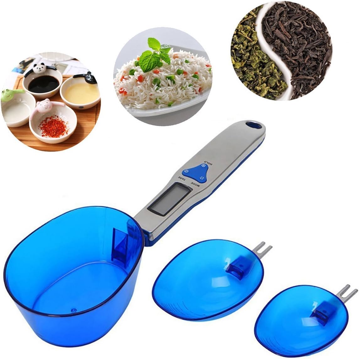 Sandis Digital Scale Spoon LCD Display Kitchen Spoon Scale 500g/0.1g Electronic Measuring Spoon Scales with 3 Detachable Weighing Spoons