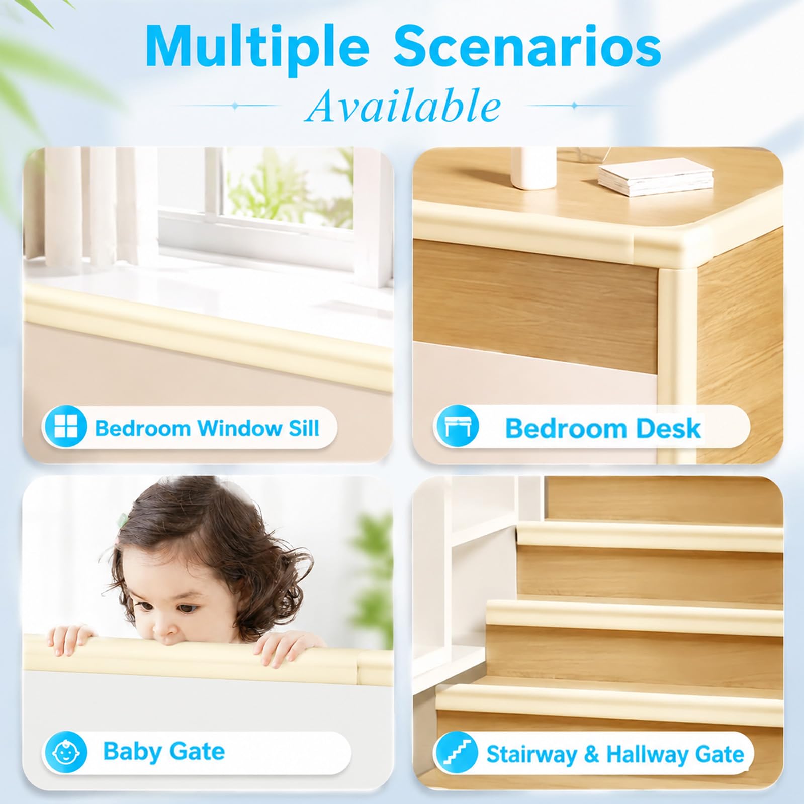 ZOMPAGO Protector de esquina de borde a prueba de bebés, 1 rollo de tira de esquina suave en forma de L, 4 protectores de esquina de seguridad para muebles, protector de pared, autoadhesivo, para