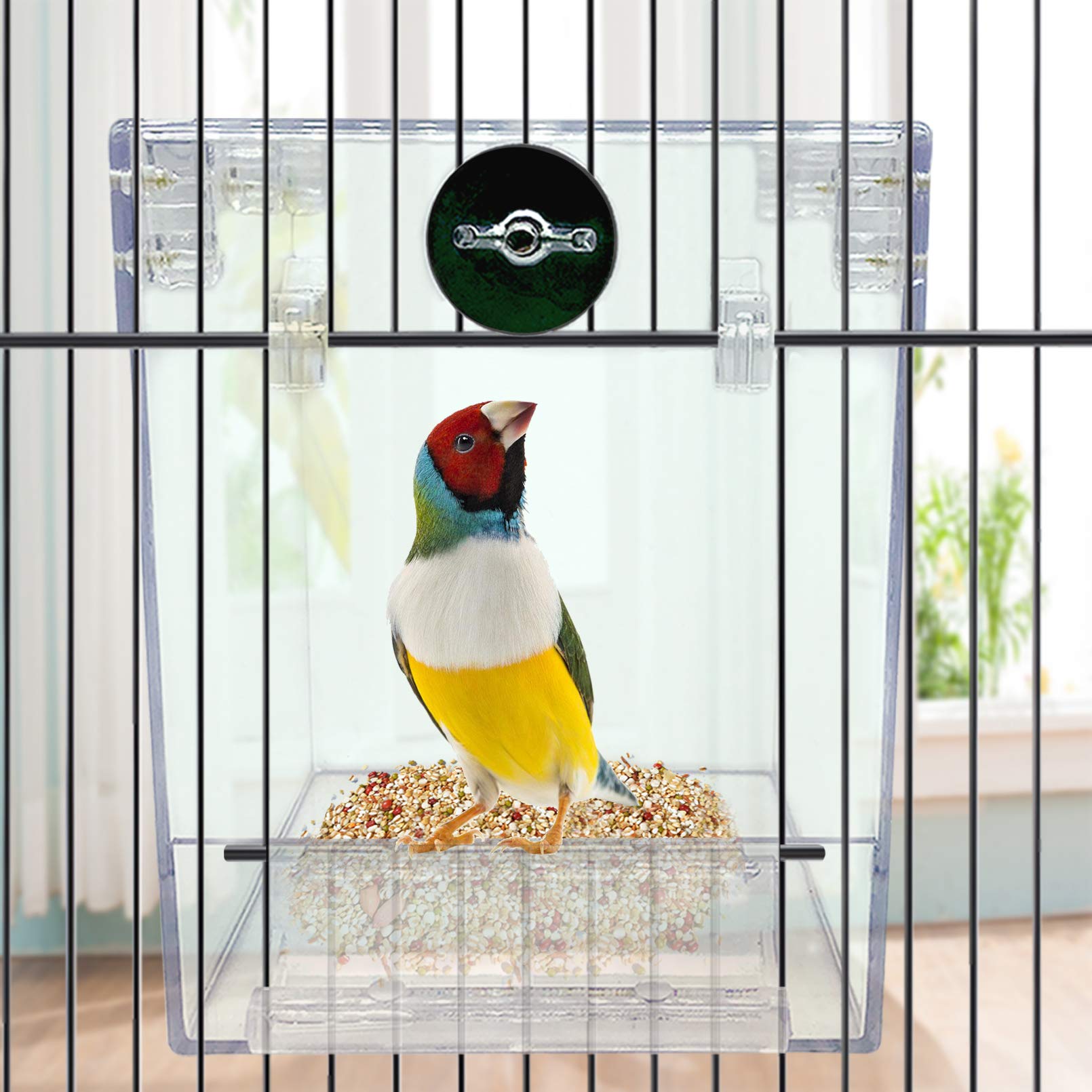 PINVNBY Yellow Acrylic Parrot Bath Box,Bird No-Leakage Bathtub for Cage Hanging Tube Shower Box Cage Accessory with Water Injector and Balls Toys for Small Pet Birds Canary Budgies Lovebirds(6 Pcs) - image 7