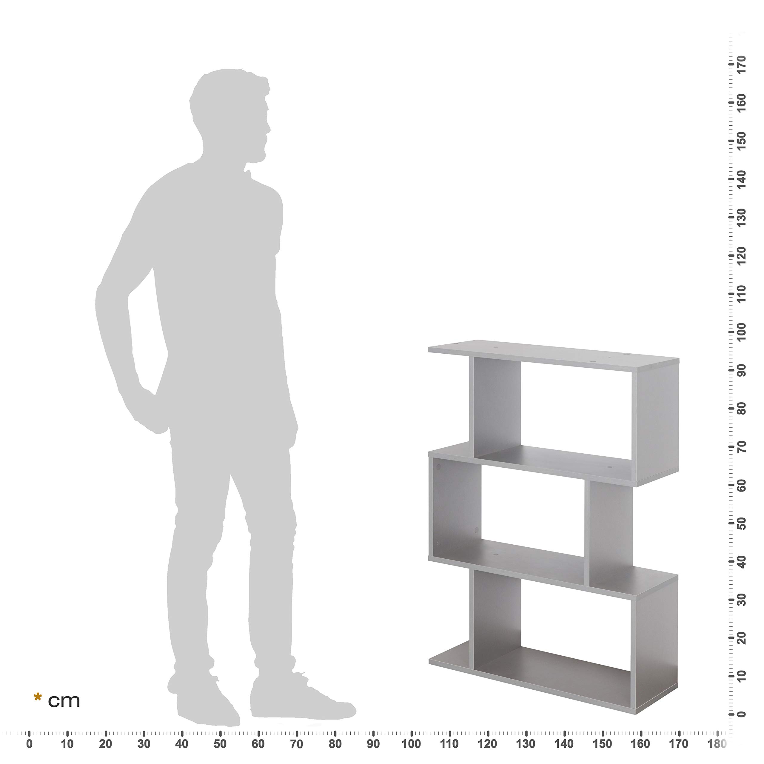 RICOO Standregal 3 Regalböden WM072-PL Raumteiler Regal schmal grau 97×70×25 cm Bücherregal Holzregal Wand Würfelregal Büroregal klein Regale & Ablagen Bookshelf Wandregal Holz