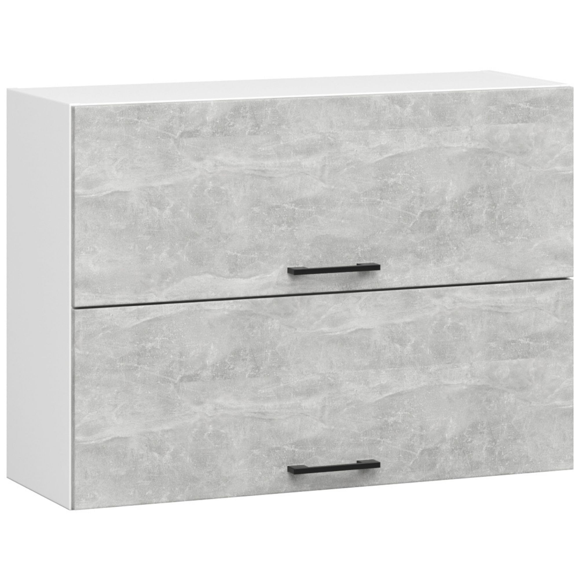 AKORD | Armoire de Cuisine Suspendue - Oliwia 80 cm G2 | Meuble avec 2 Portes et 2 Étagères | Armoire de Rangement | 80 x 30 x 58 cm | Blanc & Béton