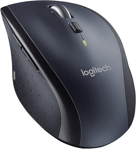 Logitech M705 Marathon - Ratón láser inalámbrico, frecuencia de 2.4 GHz/rango inalámbrico de 30 pies, uso de mano derecha, color negro