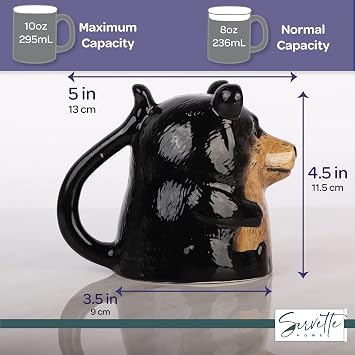 Servette Home Ceramic Upside Down Bear 10oz Coffee Mug