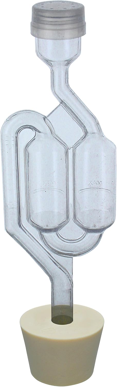 FastRack 1 gal Glass Wine Fermenter, INCLUDES Rubber Stopper and Twin Bubble Airlock, Multicolor