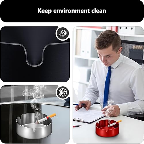 Miniatura 4 de roygra Cenicero de metal, 2 unidades, color azul, tamaño mediano (3.15 x 3.15 x 1.3 pulgadas)