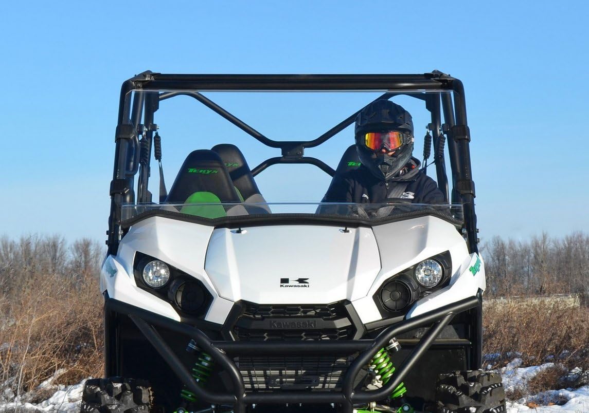 SuperATV Heavy Duty Scratch Resistant Full Windshield Compatible with Kawasaki Teryx 800 / Teryx 4 800 2016+ | 1/4" Thick Polycarbonate 250 Times Stronger Than Glass | Includes Pre-installed Bulb Seal