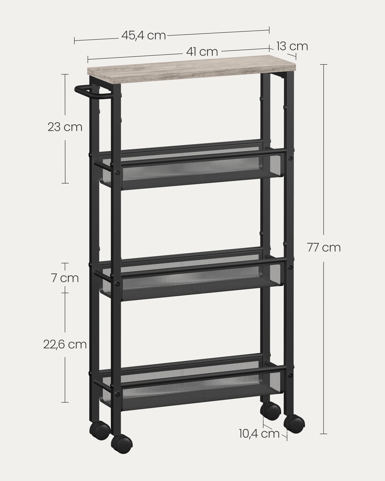 Vasagle desserte de style industriel, chariot de cuisine,avec plateau amovible, avec pieds réglables et roulettes, étagère de cuisine, structure en fer, 65 x 40 x 86 cm, marron rustique lrcfr72x