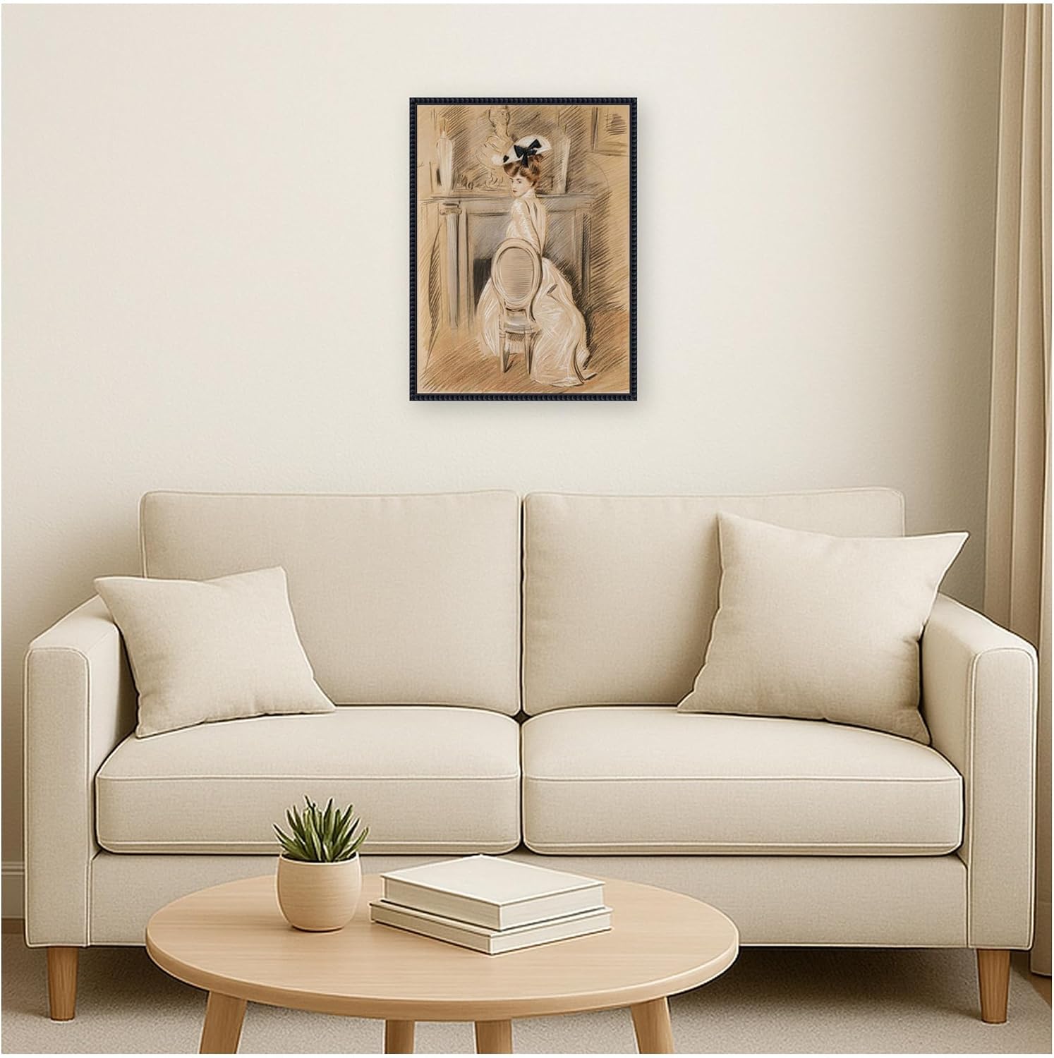 Kate and Laurel Framed Canvas Wall Art Print Portrait of Alice HelleuPaul Cesar Helleu by Nostalgia Prints, 18 x 24 Sylvie Beaded Black Frame, Vintage, Person Art for Wall Decor