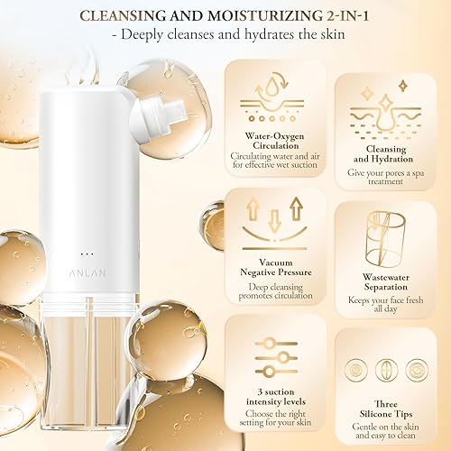 Miniatura 2 de ANLAN Removedor de puntos negros para cara  Extractor de poros con limpieza de microburbujas, herramientas extractoras de puntos negros con 3