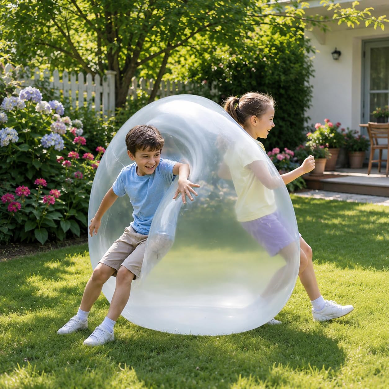 Ballon à bulles gonflable XXL - 120 cm - Transparent - Pour enfants et adultes - Jouet de plage et de jardin - Pour fêtes et loisirs (A)