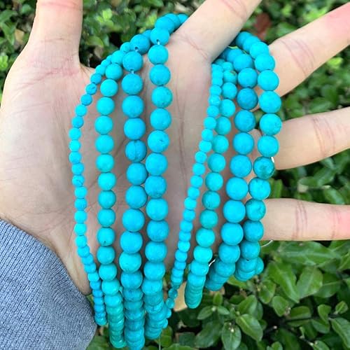 Miniatura 3 de 1 hebra Adabele - Piedra preciosa azul turquesa estabilizada natural de 0.157 in (0.16 pulgadas), cuentas sueltas redondas y espaciadoras (90-100