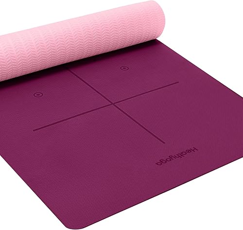 Heathyoga oferta por tiempo limitado, esterilla de yoga antideslizante ecológica, sistema de alineación del cuerpo, material certificado SGS TPE -