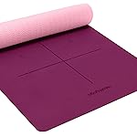 Heathyoga Eco Friendly Non Slip Yoga Mat, Body Alignment System, SGS Certified TPE Material - Textured Non Slip Surface and Optimal Cushioning,72x 26 Thickness 1/4