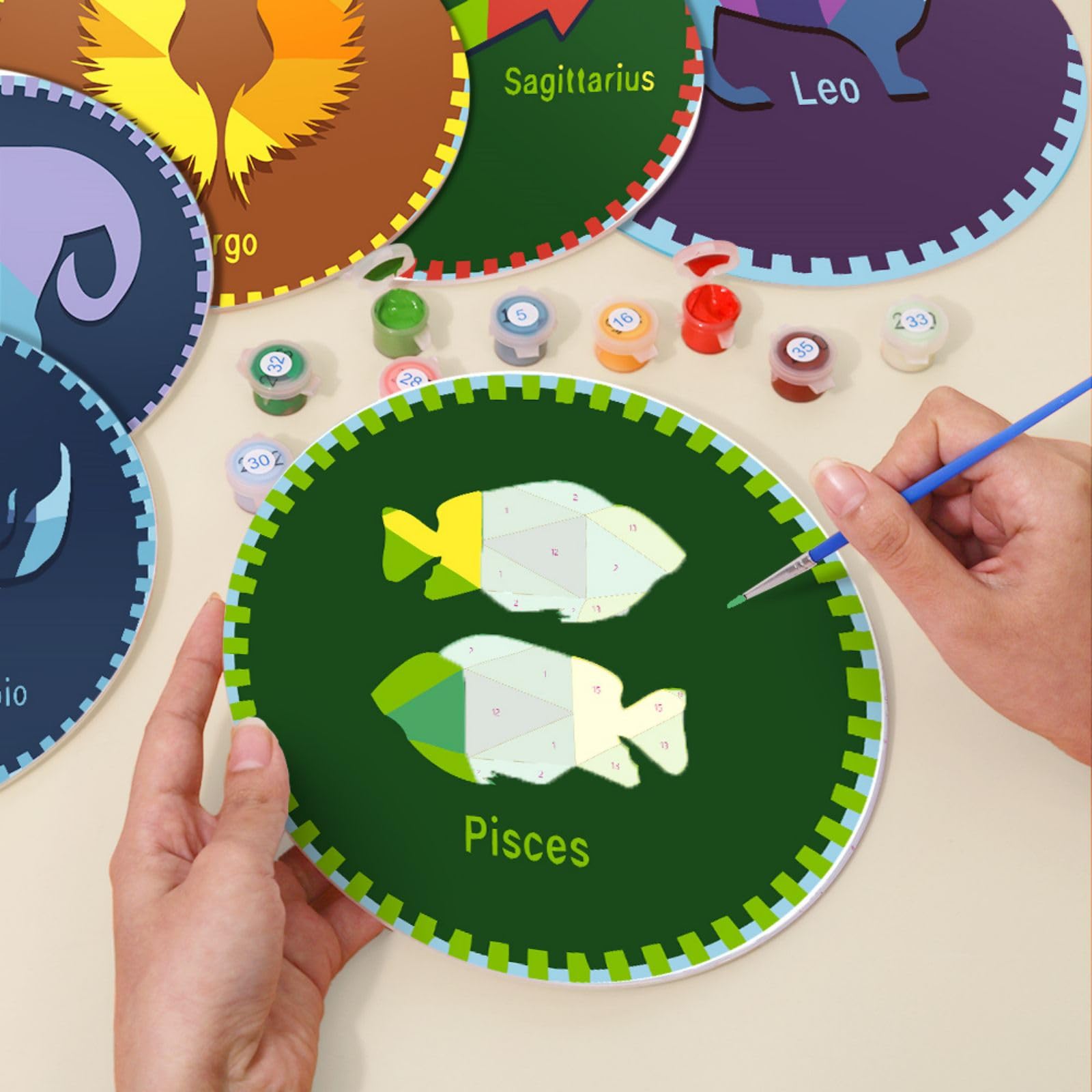 CustmArti DIY Malen nach Zahlen Tischsets 12er Set Motive Zwölf Sternbilder Abwaschbare Platzsets aus PVC Kreative Dekoration für Esszimmertisch Basteln Erwachsene-Constellations-3