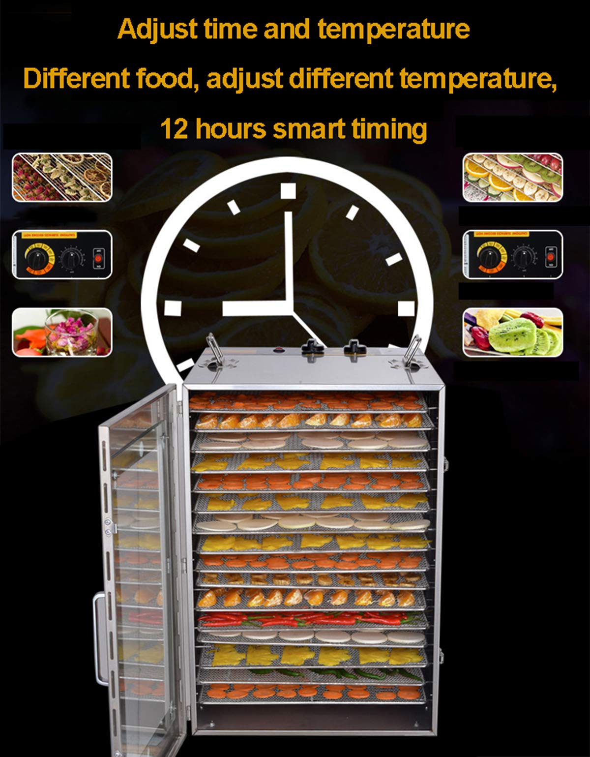 Essiccatore per Frutta Commerciale, Essiccatore per Alimenti, Mango, Verdura, Cibo, Fagioli, Medicinali, Macchina per Frutta Secca per Tè alla Frutta,110v