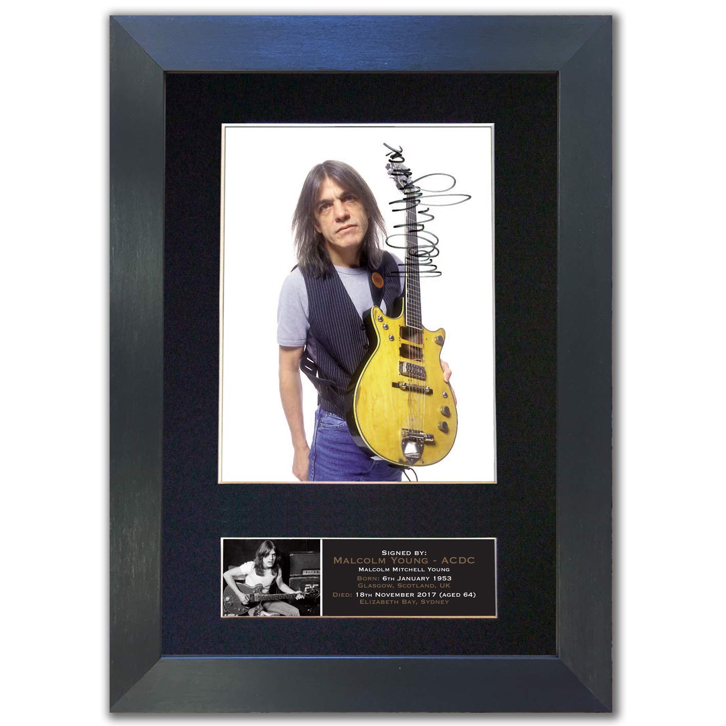 Magenta Manage Black,Gold Acdc Malcolm Young Signed Reproduction Autograph Mounted Photo Print #690
