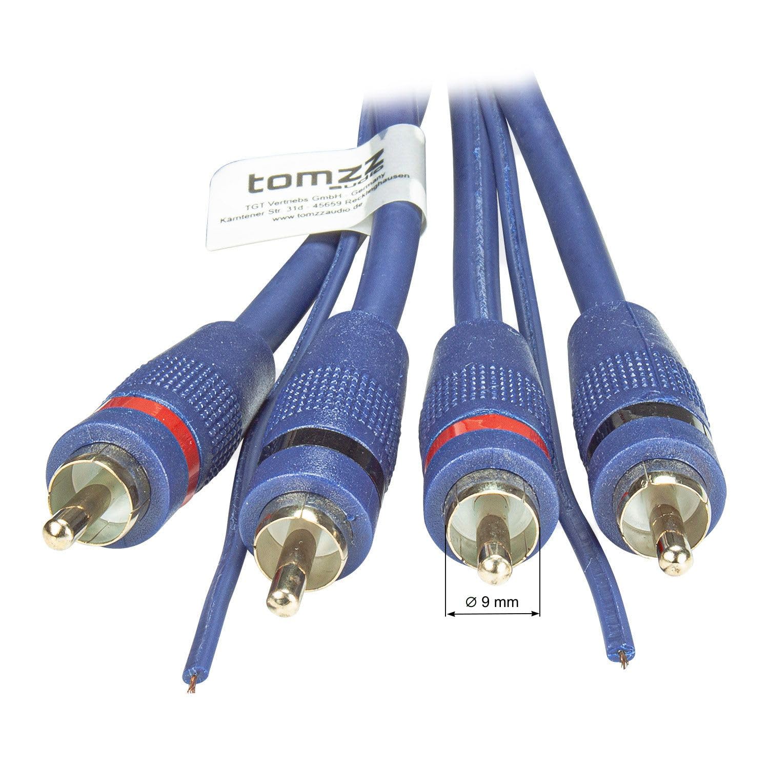 tomzz Audio 5500-001 Câble RCA Professionnel RCA 5m, blindé 2 Fois, Bleu, avec câble Distant