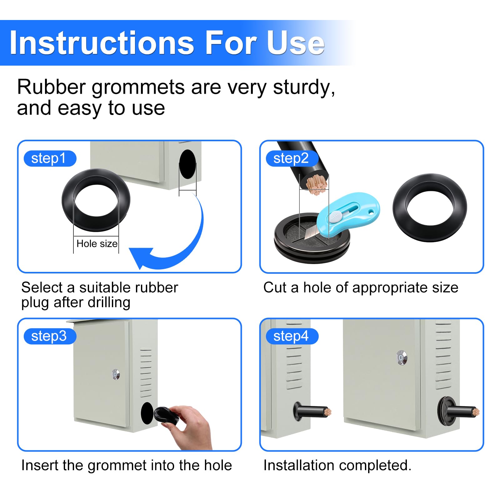 210 Pcs Rubber Grommets - Wire Protection Kit -5