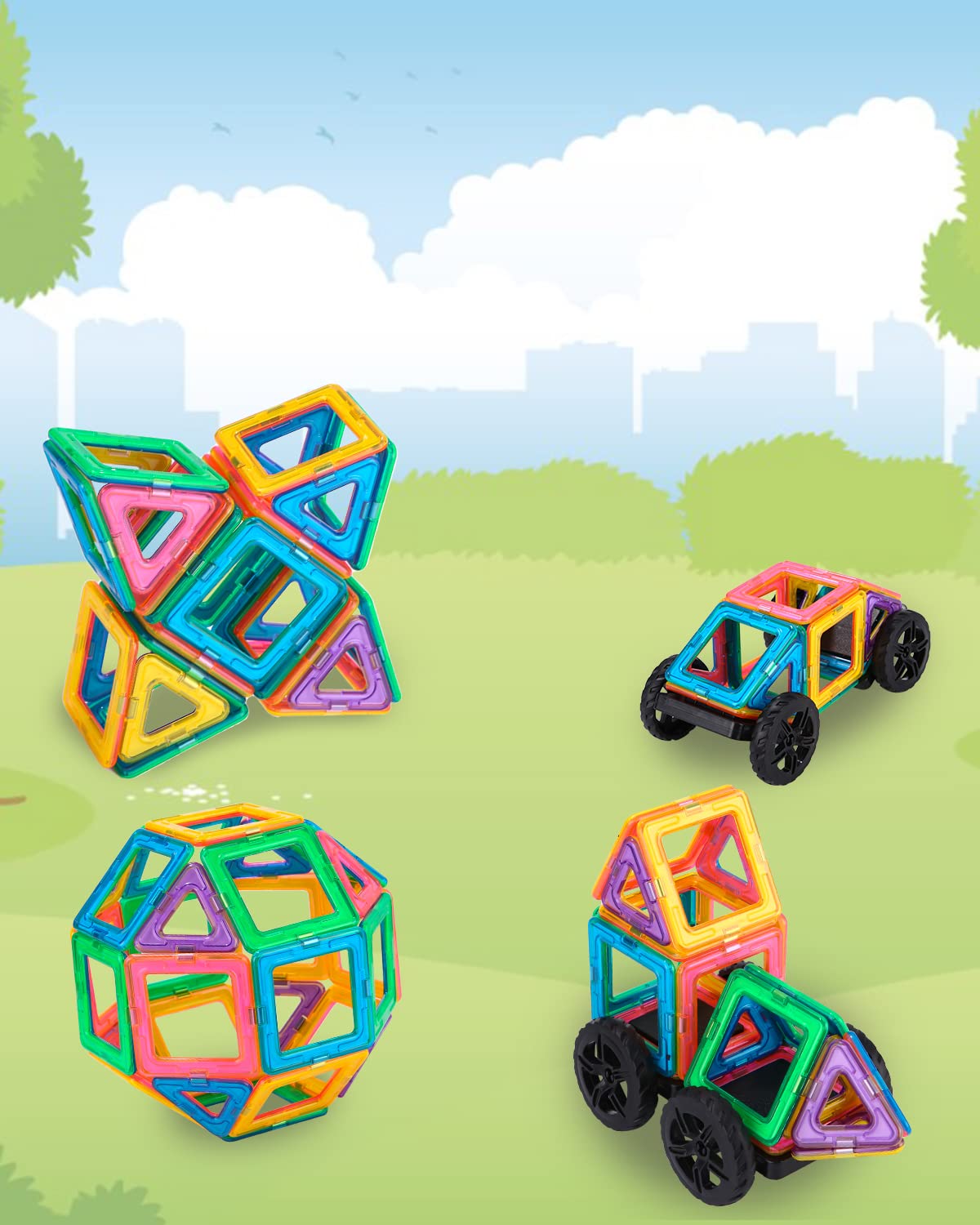 52 Pièces Blocs De Construction Magnétiques - Jouet éducatif Pour Enfants 3-10 Ans