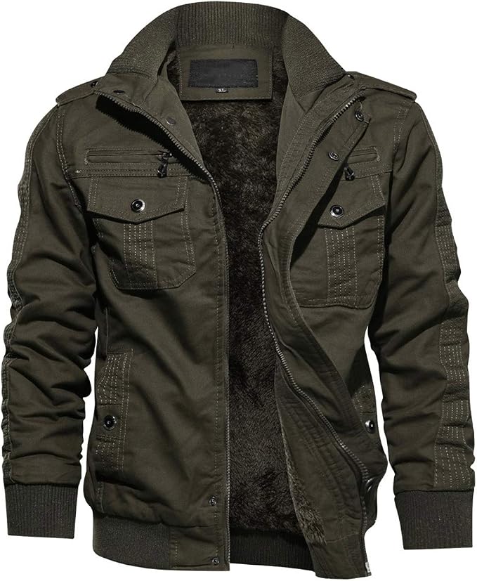 KEFITEVD Winter Fleece Cargo Jackets 