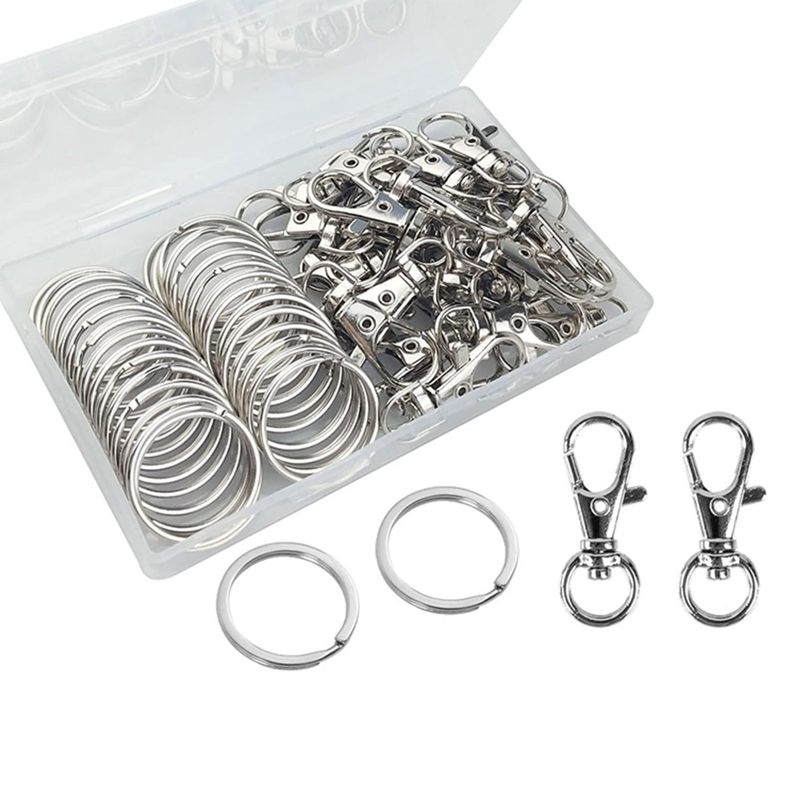 Buxuaaaa Hooks with Rings Metal Lobster Clasps for Keychain Lanyard, Jewelry Making, Craft Bag Accessories
