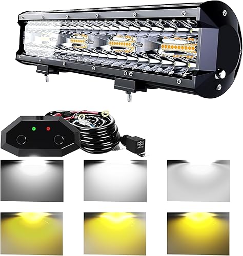 Miniatura 1 de ASLONG Barra de luz LED de 12 pulgadas, 72 W, estroboscópica intermitente blanco/ámbar con seis modos de inundación puntual combinada de luz de