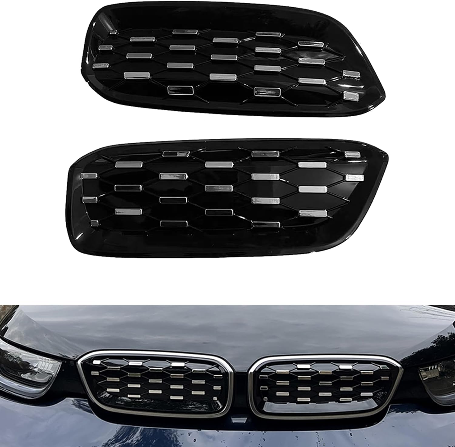 Car Front Bumper Grille Kidney Grill Mesh Cover For BMW i3 I01 LCI 2014-2020 Silver