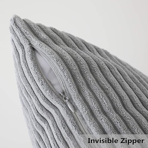 Vista 137 de Home Brilliant - Juego de 2 fundas de almohada de 24 x 24 pulgadas / 61 x 61 cm., de terciopelo de pana a rayas, cojín cuadrado decorativo, funda