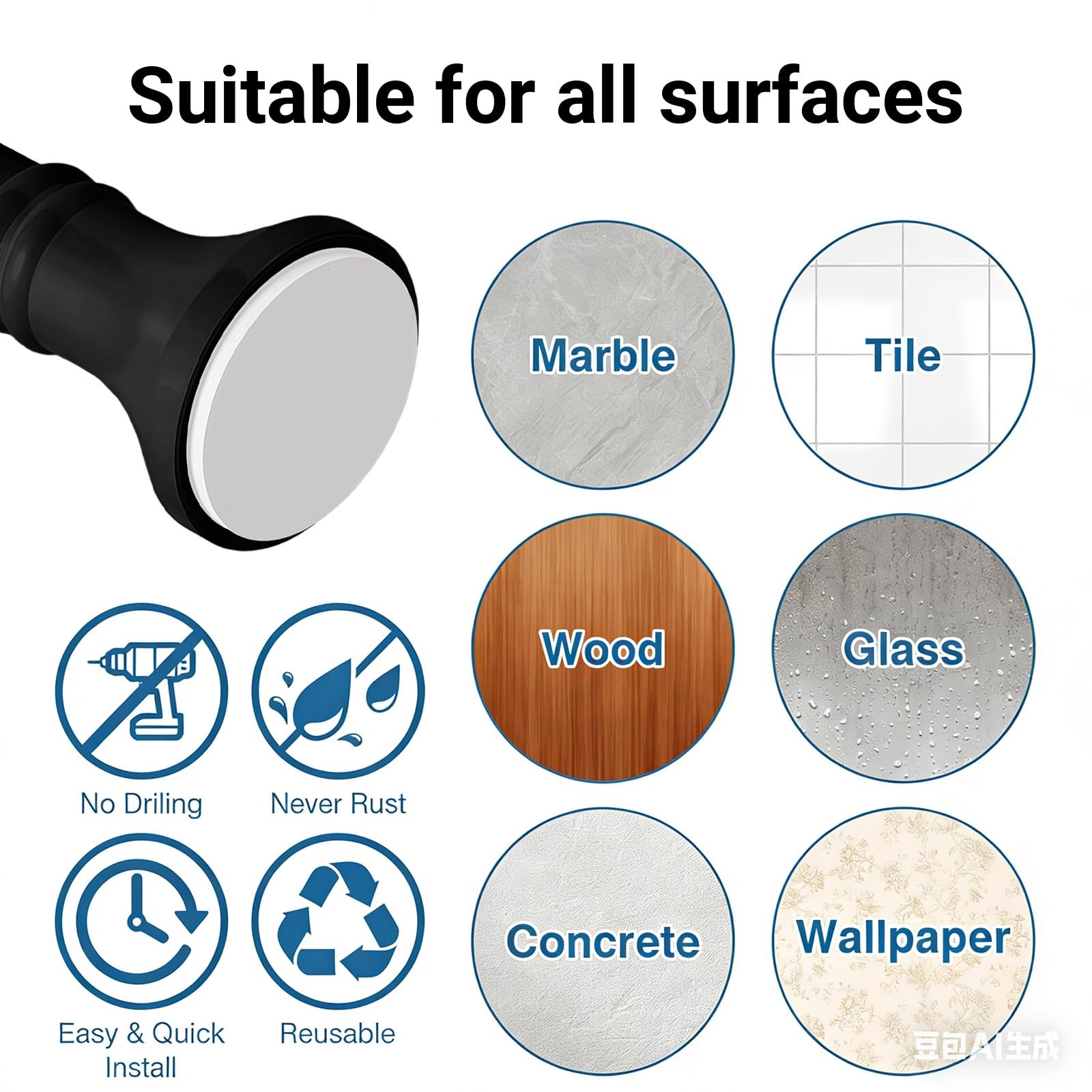 Bastone Tenda a Pressione Senza Forare, Bastone Telescopico Estensibile in Acciaio Inox, 40-500 cm, Ø32 mm, Asta per tenda per Bagno, Guardaroba, Finestra(Argento,260-350cm)