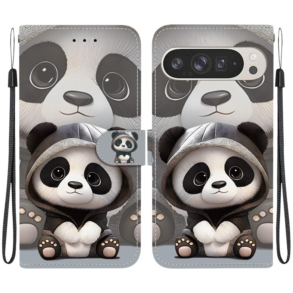 Protection Pixel 5 Ours Mignon Étui Rabattable Cuir avec Porte-Carte - 4