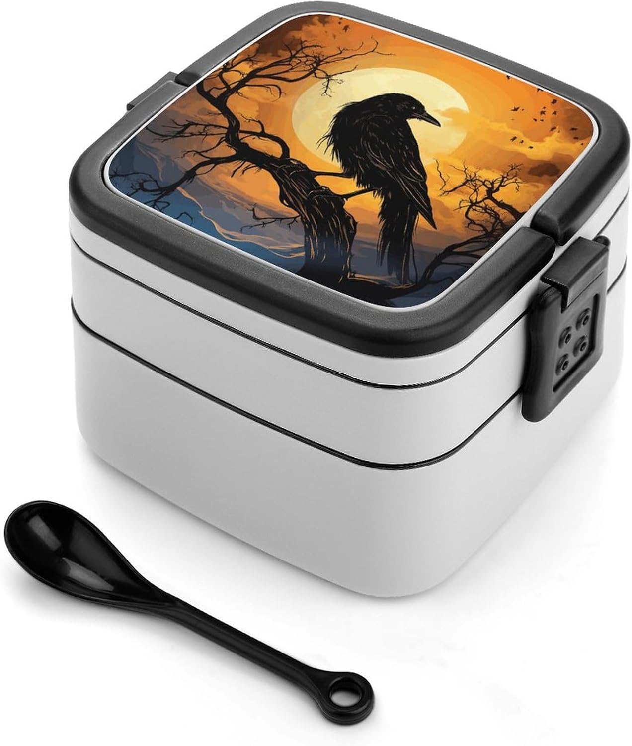 Crow Bento Lunch Box for Adults 2 Layers