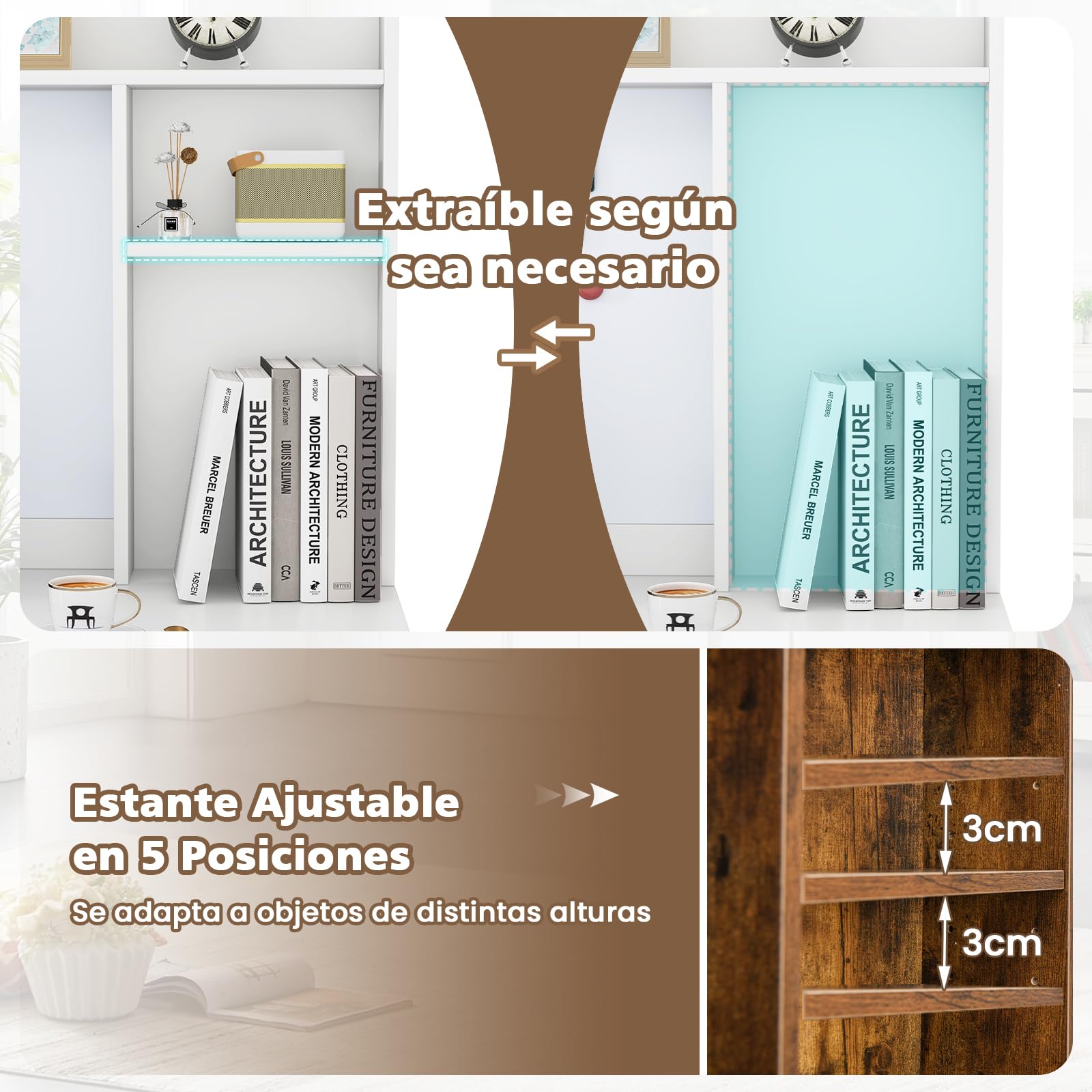 GIANTEX Escritorio de Ordenador con Estantería, Escritorio de Madera con Bandeja de Teclado, Estantes Abiertos y Tablero Magnético, 89 x 50 x 138 cm, para Dormitorio, Oficina (Blanco)