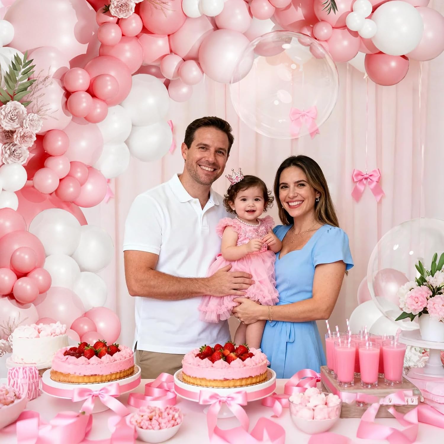 Kit Arche Ballon Rose – 164 Pièces – Rose Gold, Rose Vif, Blanc – Déco Anniversaire, Baby Shower, Mariage – Avec Outils
