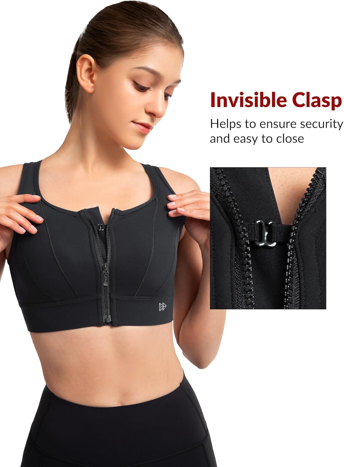 Yvette Front Closure Sports Bras for Women High Support Large Bust Supportive Sports Bra High Impact for Running - Image 5